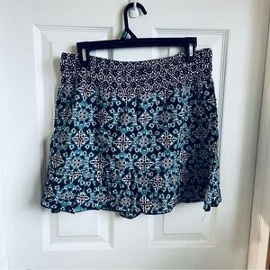 Love Teal and Black Floral Mini Skirt